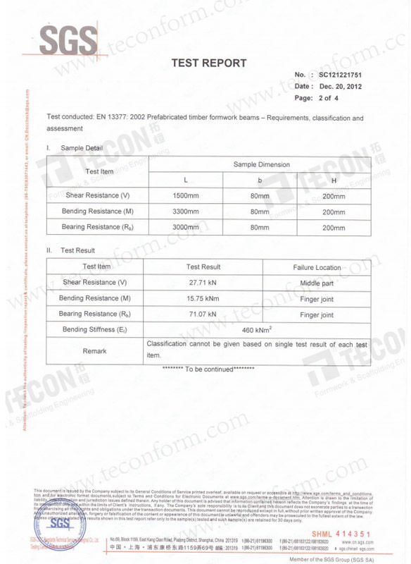 H20 Timber Beam SGS 1