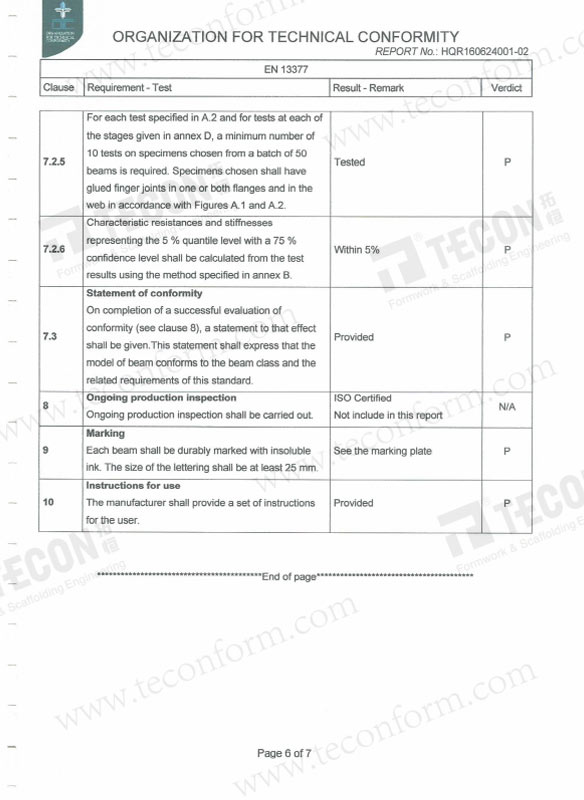 H20 Timber Beam Test Report 6