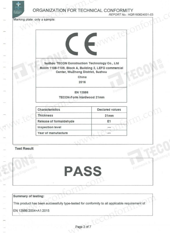 Form Hardwood 21mm Test Report 2