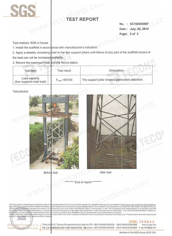 Shoring Tower SGS Test Report 2