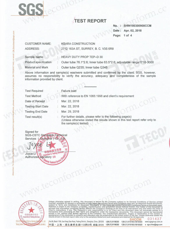 TEP-D 30 Test report via SGS 1